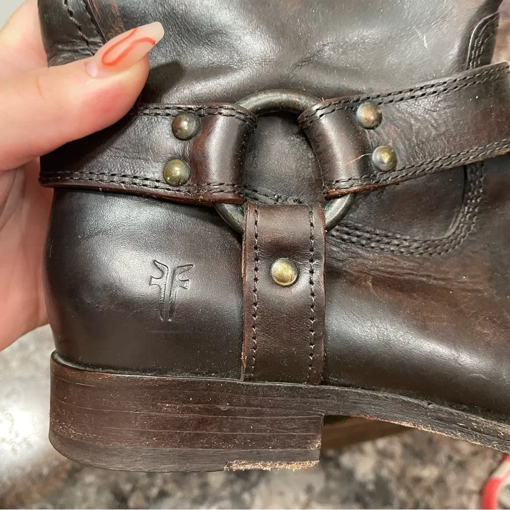 Frye Melissa Harness Warm Brown Tall Leather Riding Boots